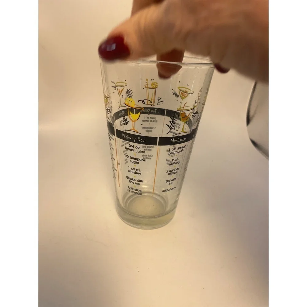 Vintage 90s Libbey Barware Cocktail Recipe Tumbler Mixed Drink Glass Man Cave VG